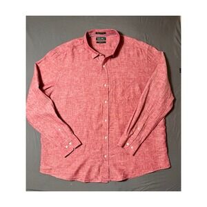 ColorPlus 100% Linen Shirt 2XL Tailored Fit Red Chambray Button Front‎ Casual
